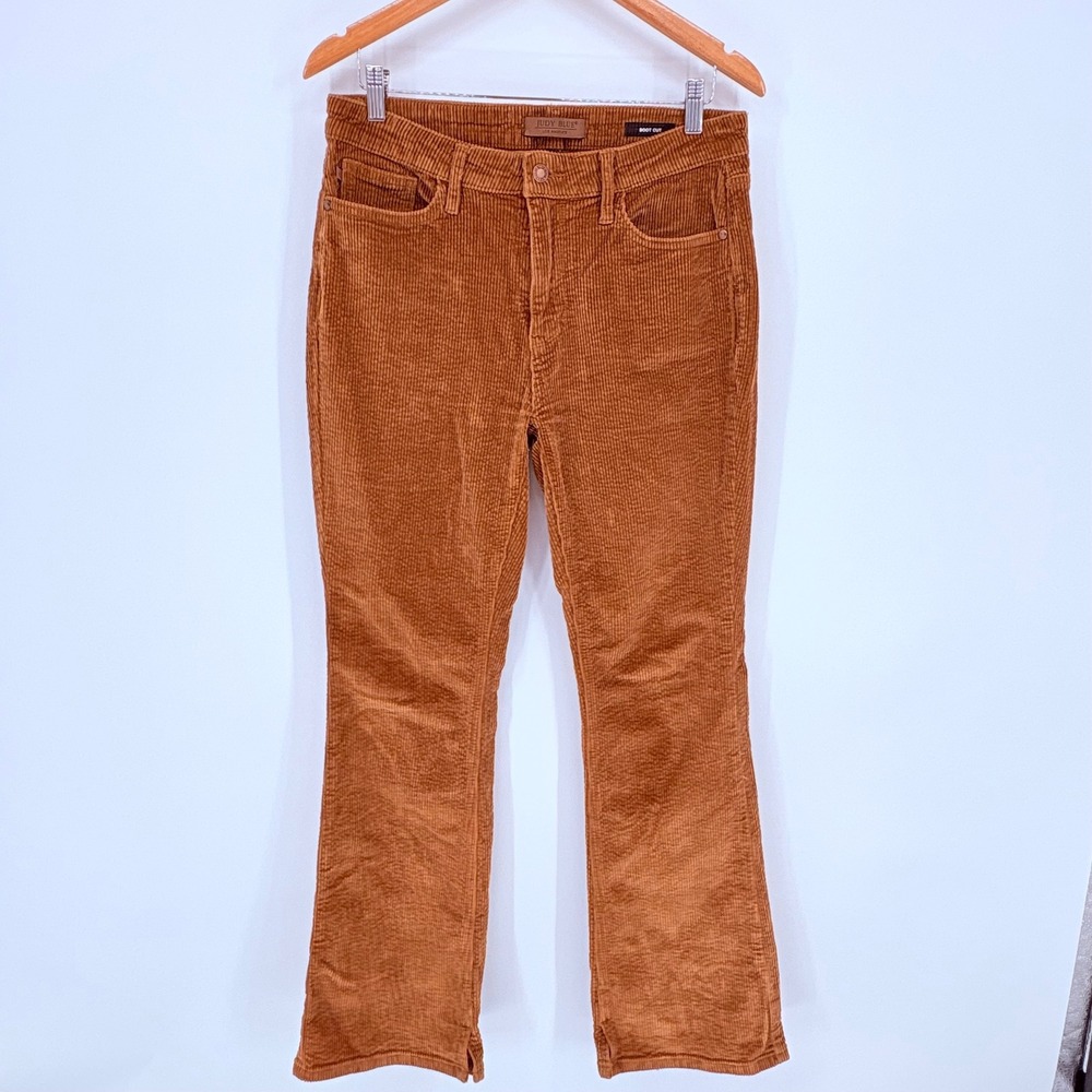 Judy Blue Mid Rise Camel Tan Corduroy Bootcut Pants Size 11/30 Stretch Boho - Picture 2 of 10